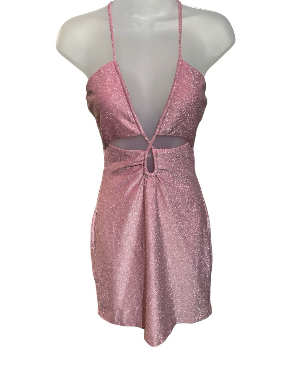 Kendall & Kylie Sparkling Rose Pink Cutout Mini Dress
